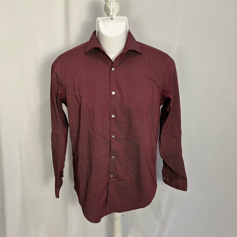 Van Heusen Burgundy Micro-Pattern Button-Down Shirt